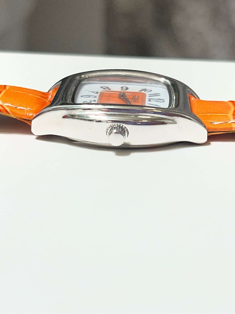 ECCLISSI STERLING SILVER QUARTZ Watch W/ORIGINAL ORANGE BAND 22885- New Battery - Picture 8 of 8